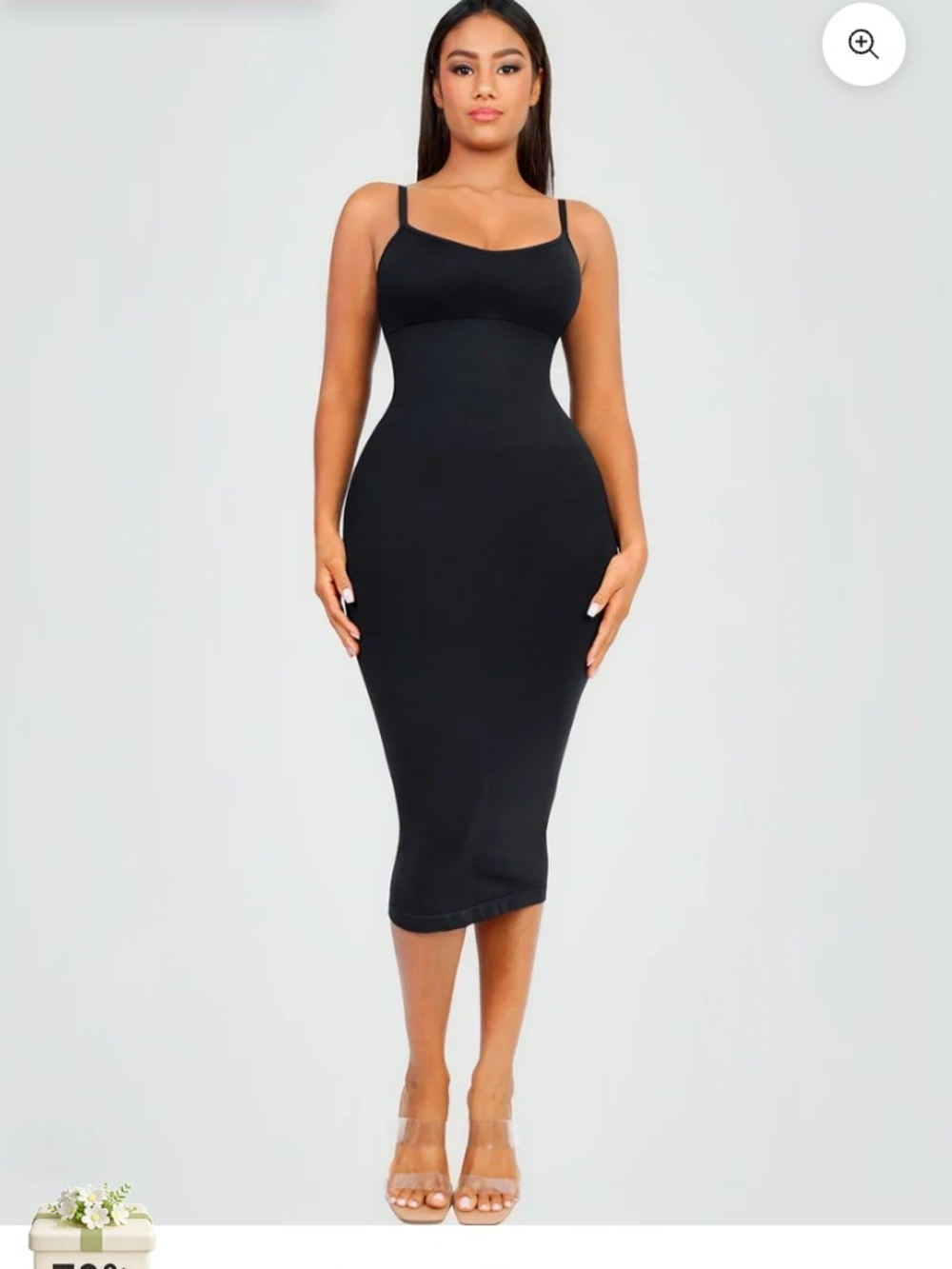 Feeling Girl Shapewear Faja Dress  Bodycon Midi Dress with Spaghetti Straps